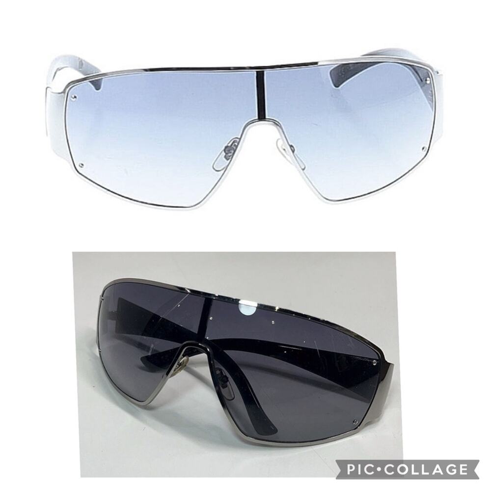 Gucci Unisex Sunglasses Black GG Print Blue Ombré Lenses EUC